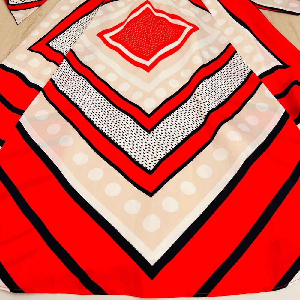 Eliza J Scarf Print Crepe De Chine Fit And Flare Maxi Dress Size 6 / Glamoratti - Picture 3 of 16